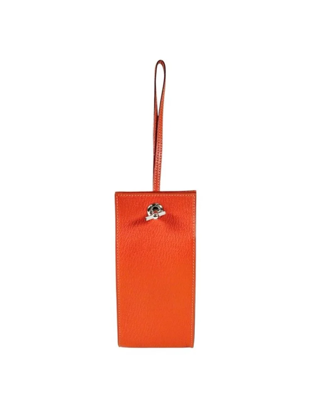 Hermes Vespa Pouch Garet Case Chevre Mysore Leather Orange Silver